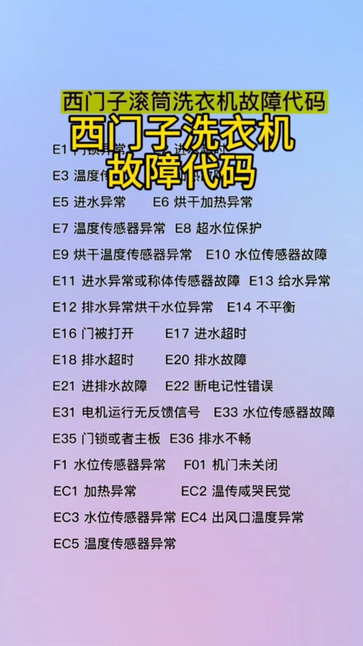 西门子滚筒常见故障排除方法缩略图