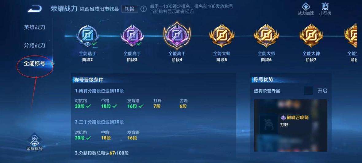 王者荣耀怎么显示全能选手称号游戏截图