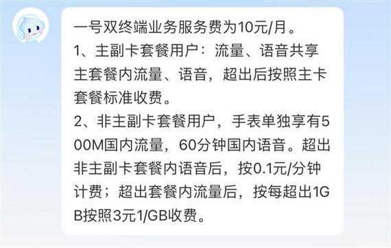 一号双终端业务收费标准
