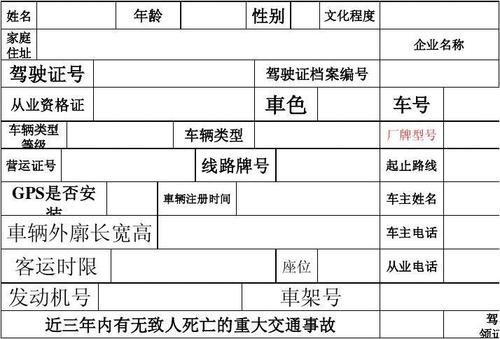车辆档案表格模板图标