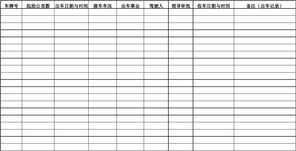 车辆出行登记表模板图标