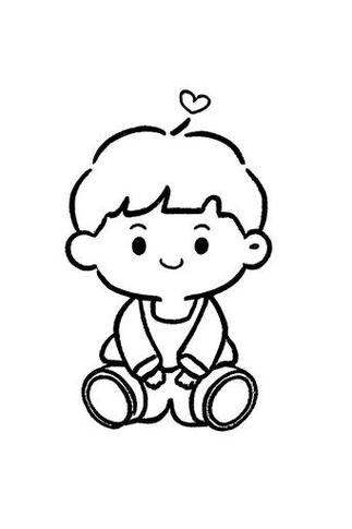 侧面坐着的男孩简笔画缩略图